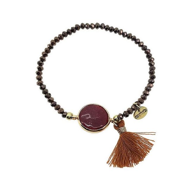PULSERA CUENTAS FACETADAS FLECO
