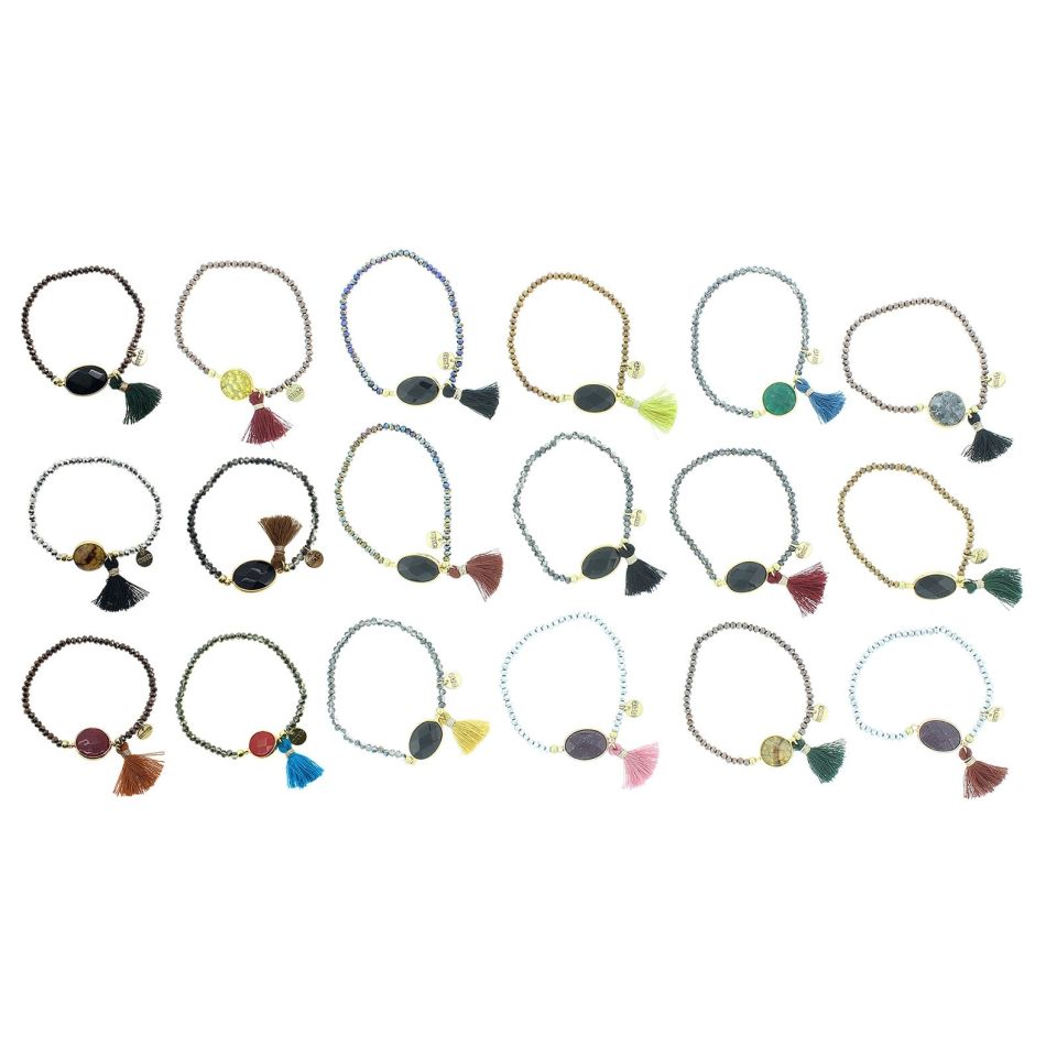 PULSERA CUENTAS FACETADAS FLECO