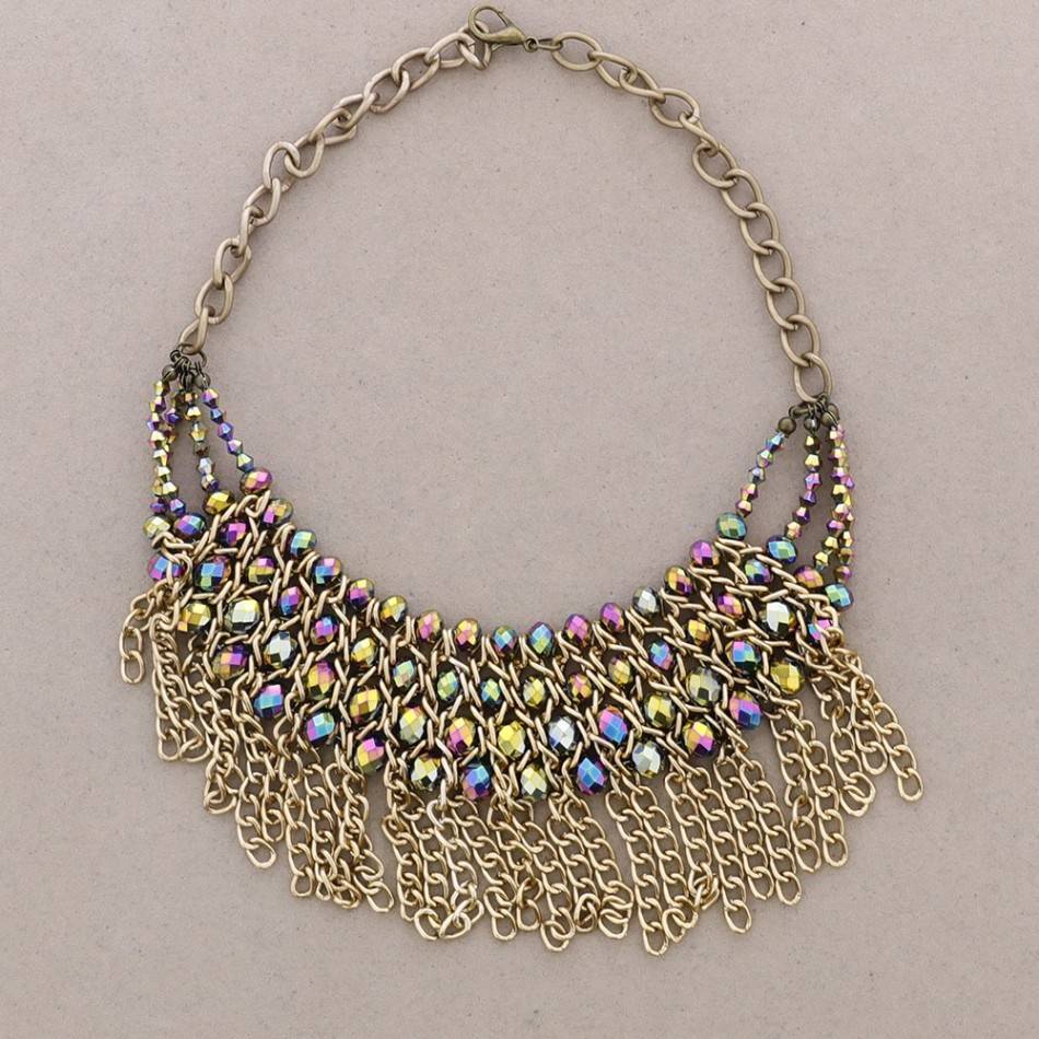 CHAIN SHORT NECKLACE WITH FACETED BEADS
