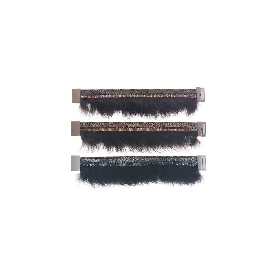 RABBIT FUR MAGNET CLOSURE BRACELET