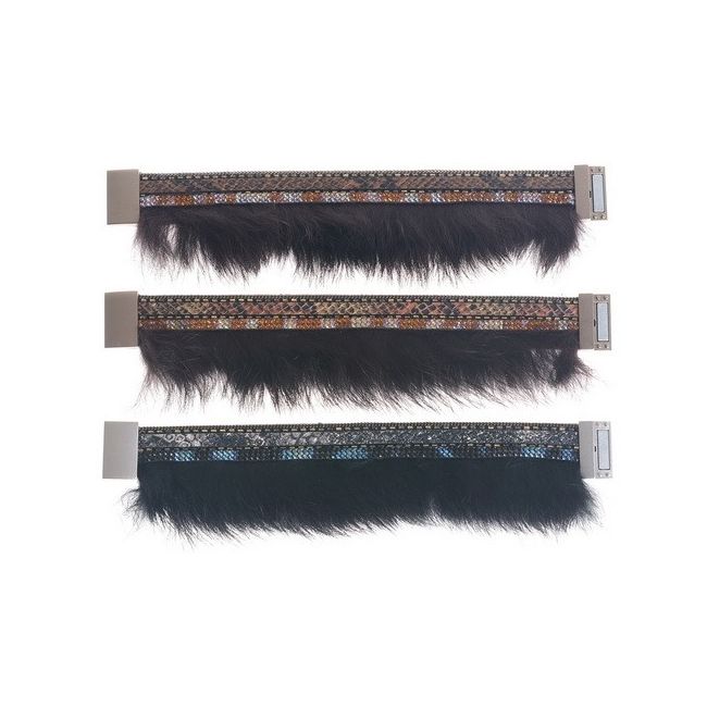 RABBIT FUR MAGNET CLOSURE BRACELET