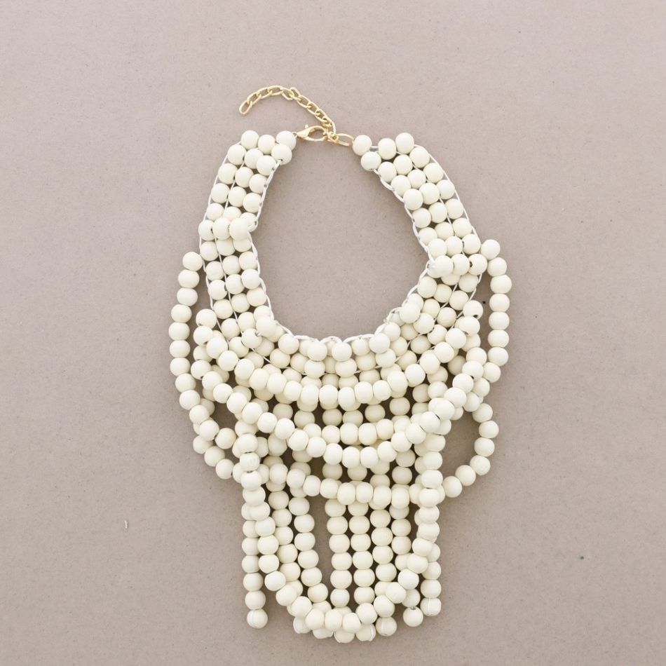 WOOD BEADS BIB NECKLACE