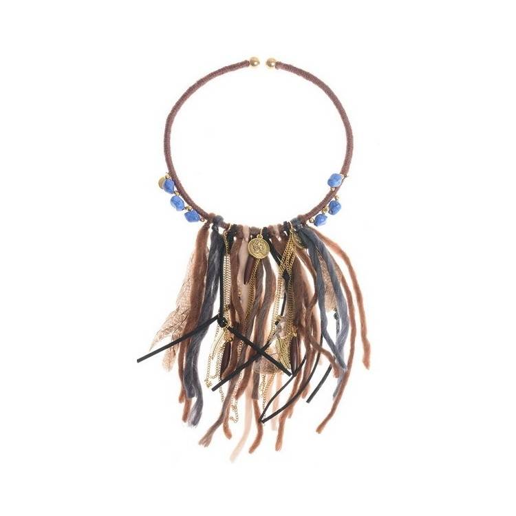 FRINGE SHORT NECKLACE WITH BEADS