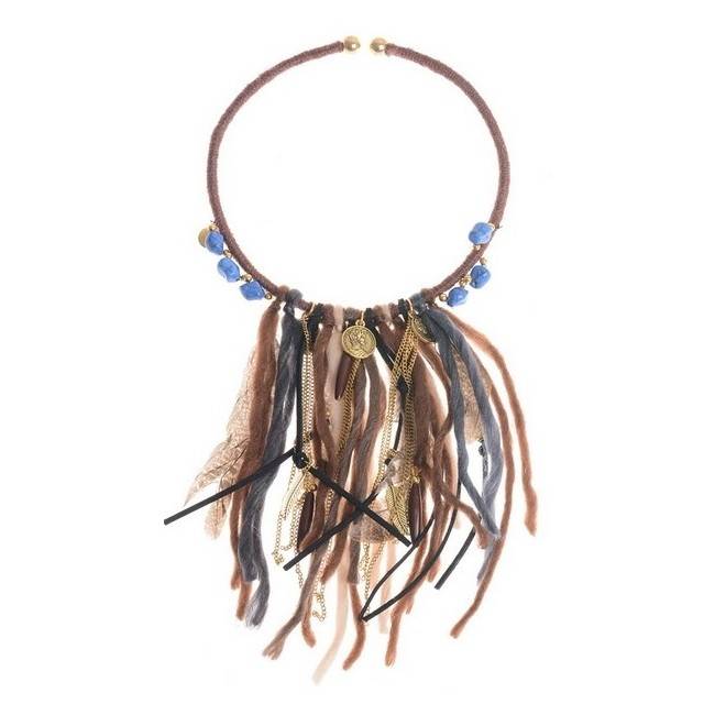 FRINGE SHORT NECKLACE WITH BEADS