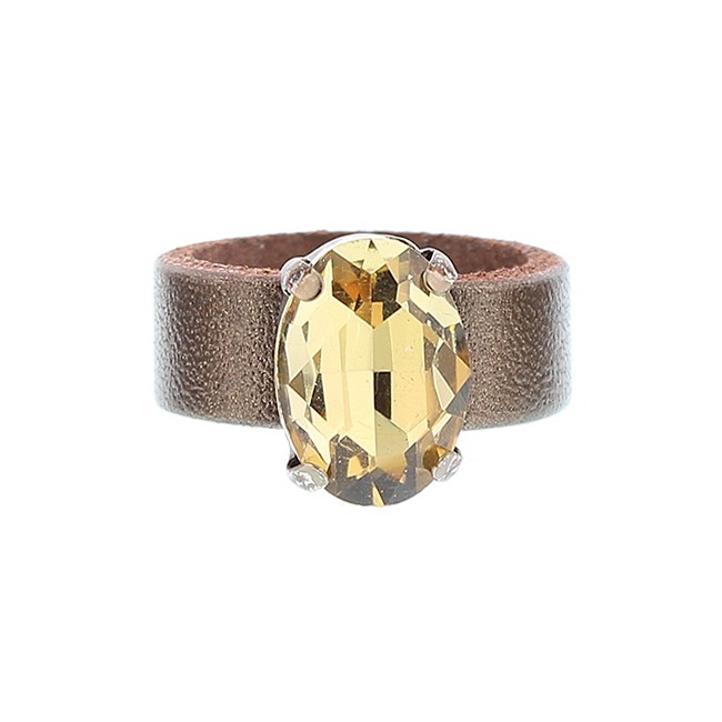 CRYSTAL METAL LEATHER RING