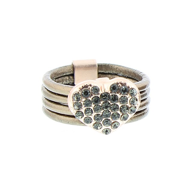 LEATHER METAL CRYSTALS RING