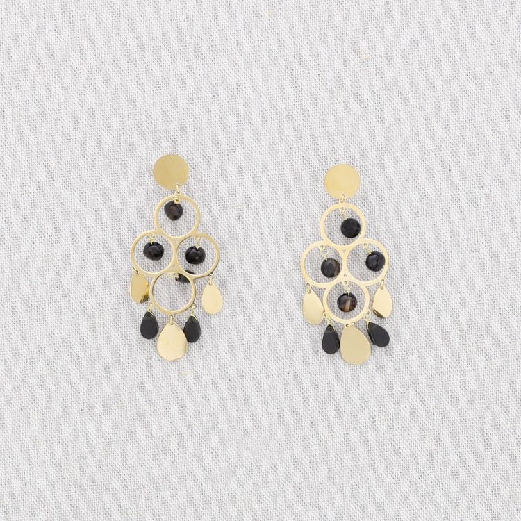 STEEL EARRINGS WITH STONES DROPS