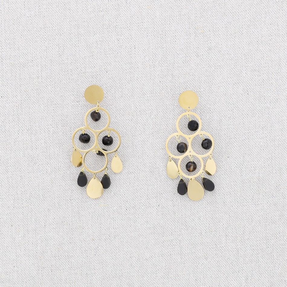 PENDIENTES ACERO PIEDRAS GOTAS