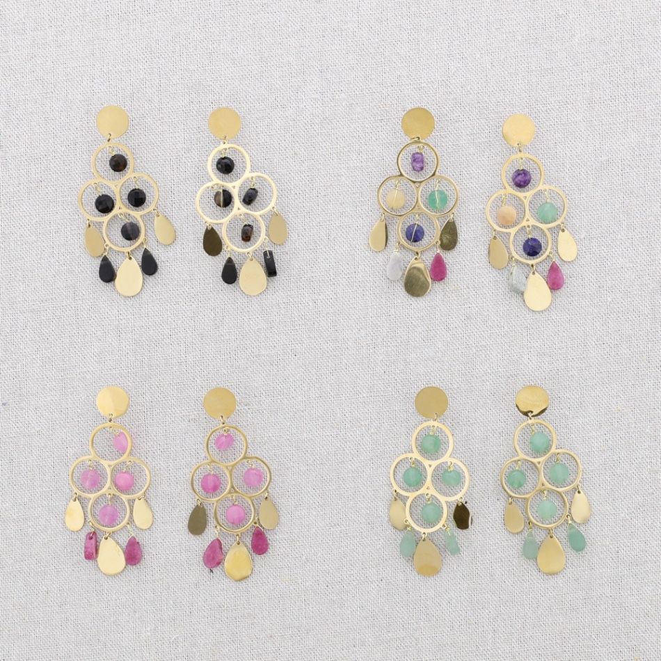 PENDIENTES ACERO PIEDRAS GOTAS