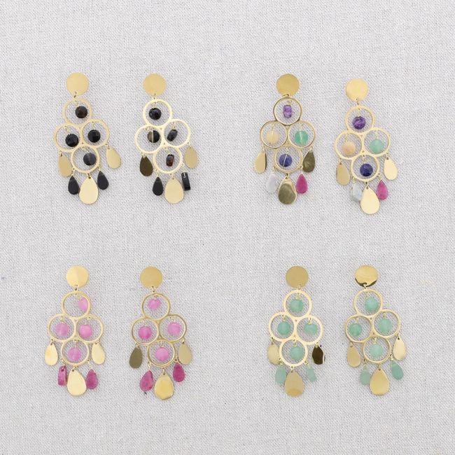 PENDIENTES ACERO PIEDRAS GOTAS