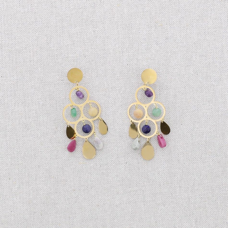 PENDIENTES ACERO PIEDRAS GOTAS