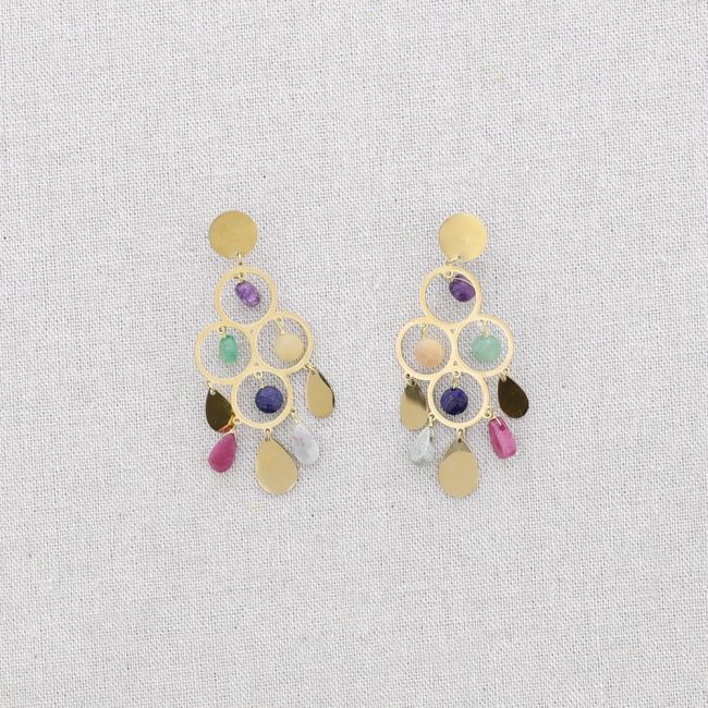 STEEL EARRINGS WITH STONES DROPS