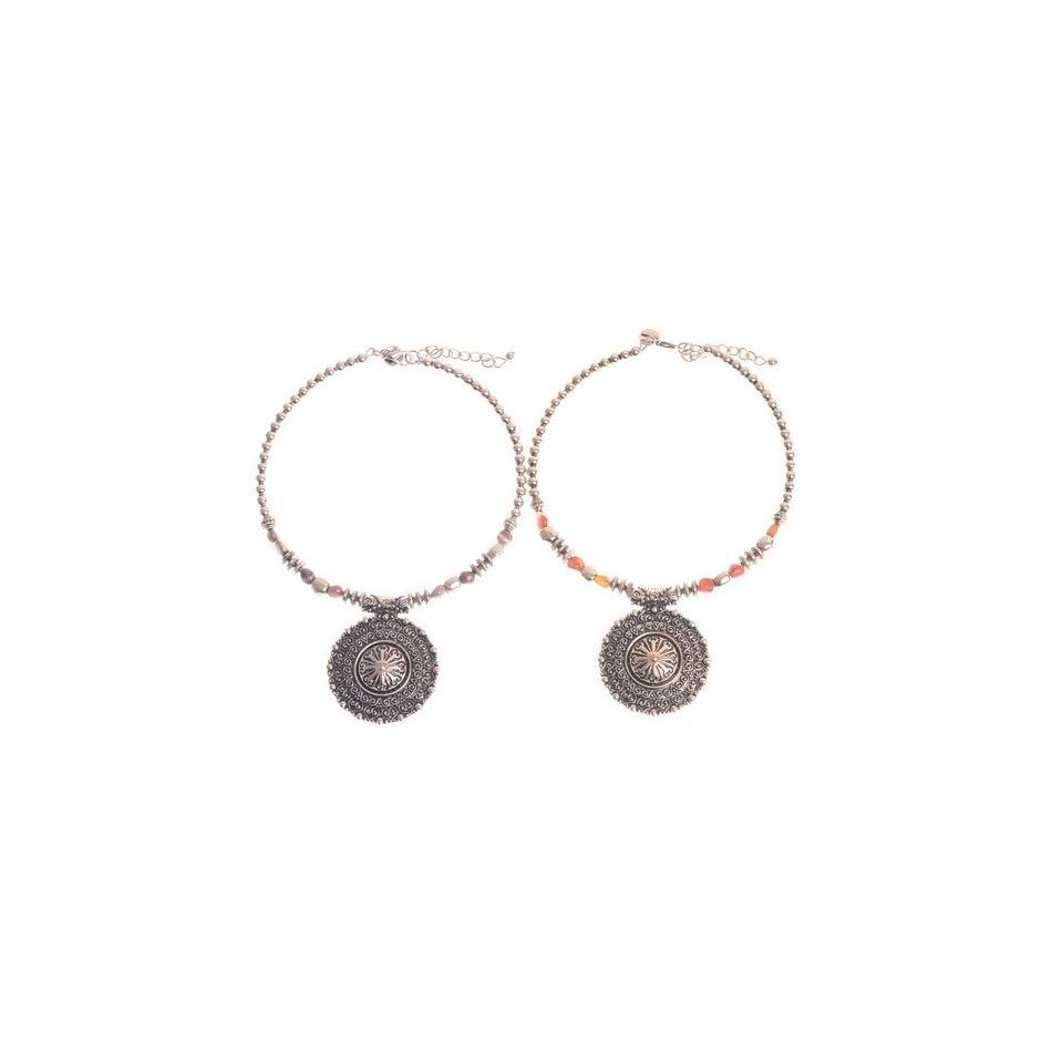 ETHNIC METAL SHORT NECKLACE