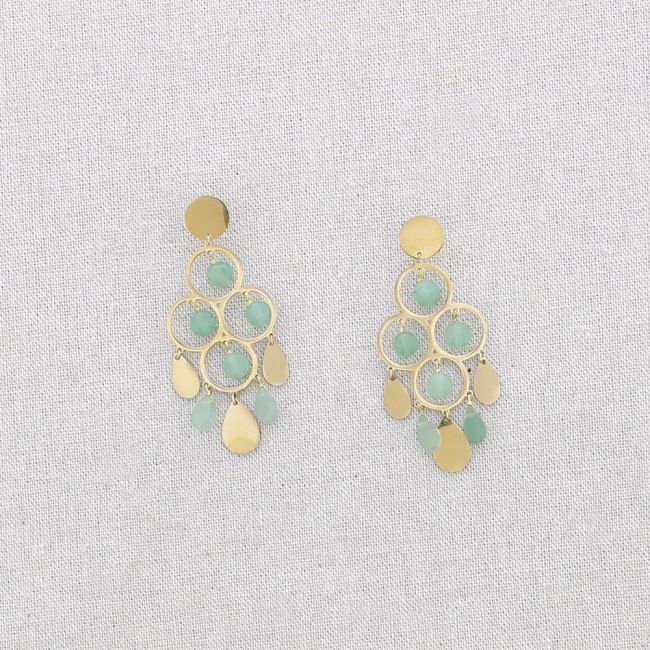 PENDIENTES ACERO PIEDRAS GOTAS