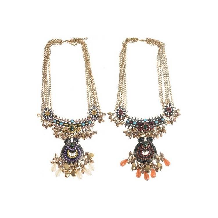 METAL RESIN ETHNIC SHORT NECKLACE 2