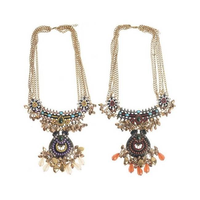 METAL RESIN ETHNIC SHORT NECKLACE