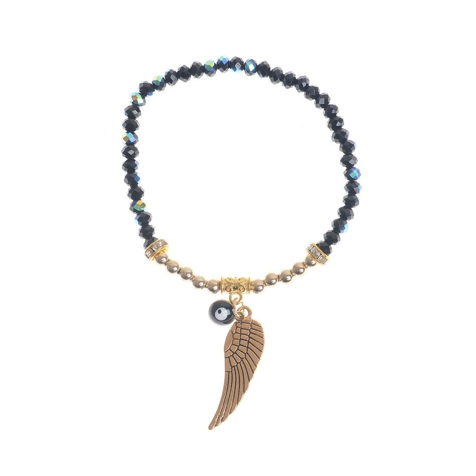 PULSERA CRISTALES FACETADAS COLG. METAL