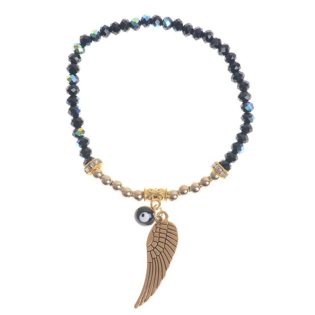 PULSERA CRISTALES FACETADAS COLG. METAL