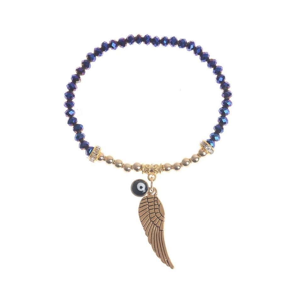 PULSERA CRISTALES FACETADAS COLG. METAL