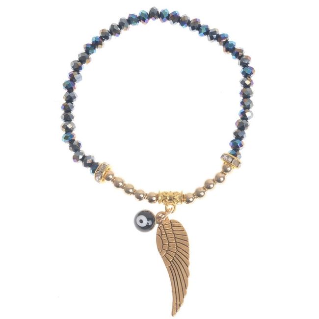 PULSERA CRISTALES FACETADAS COLG. METAL