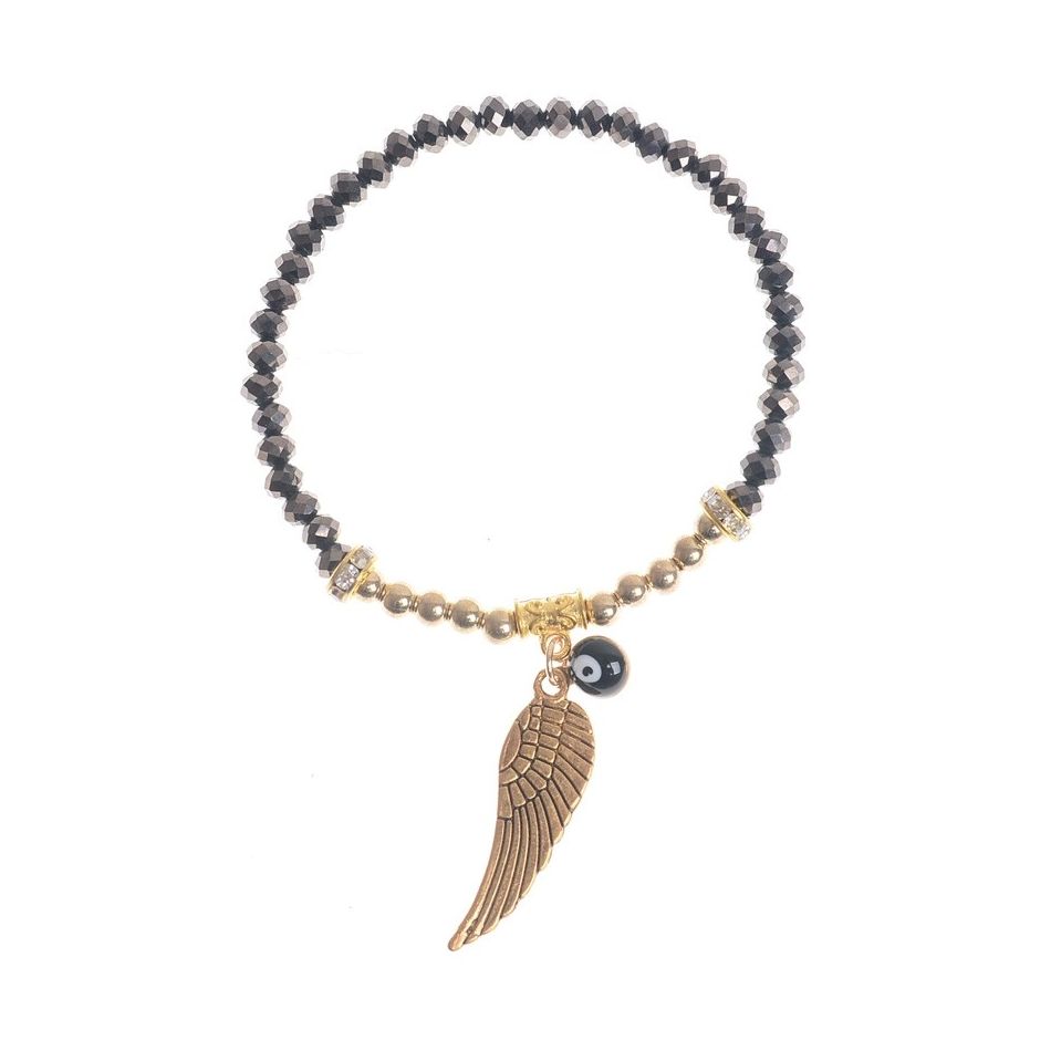 PULSERA CRISTALES FACETADAS COLG. METAL