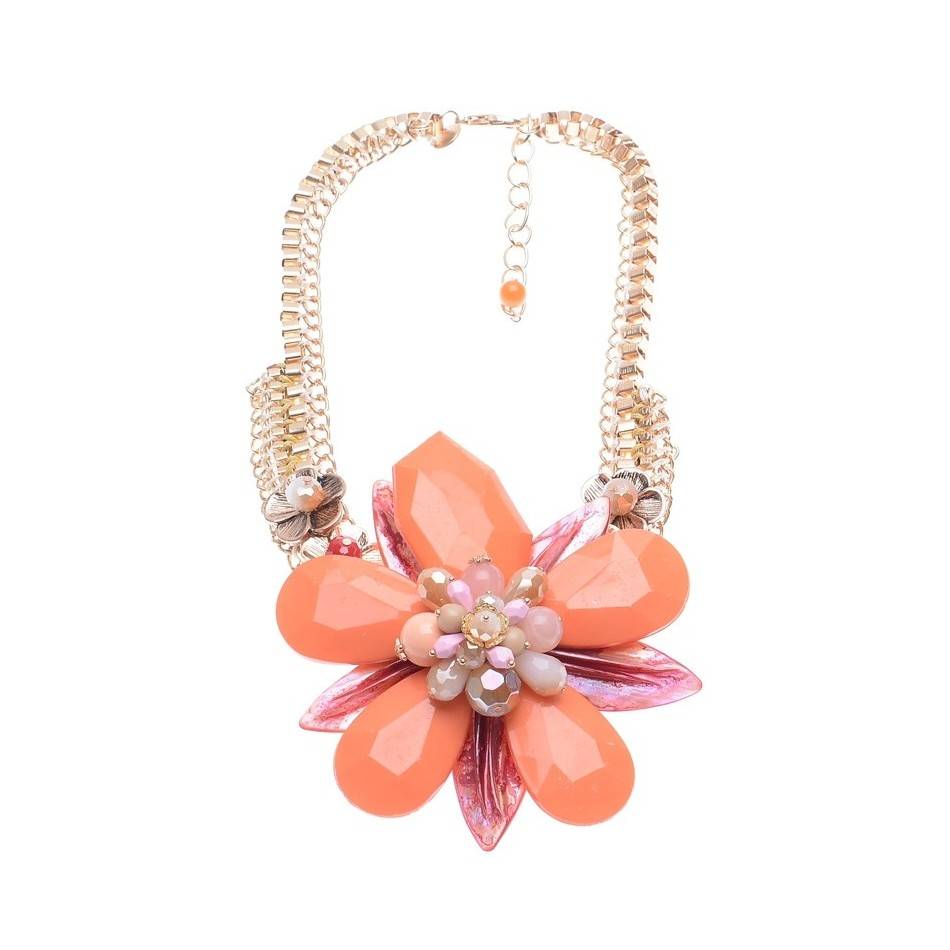 FLOWER BEADS CHAIN SHORT NECKLACE