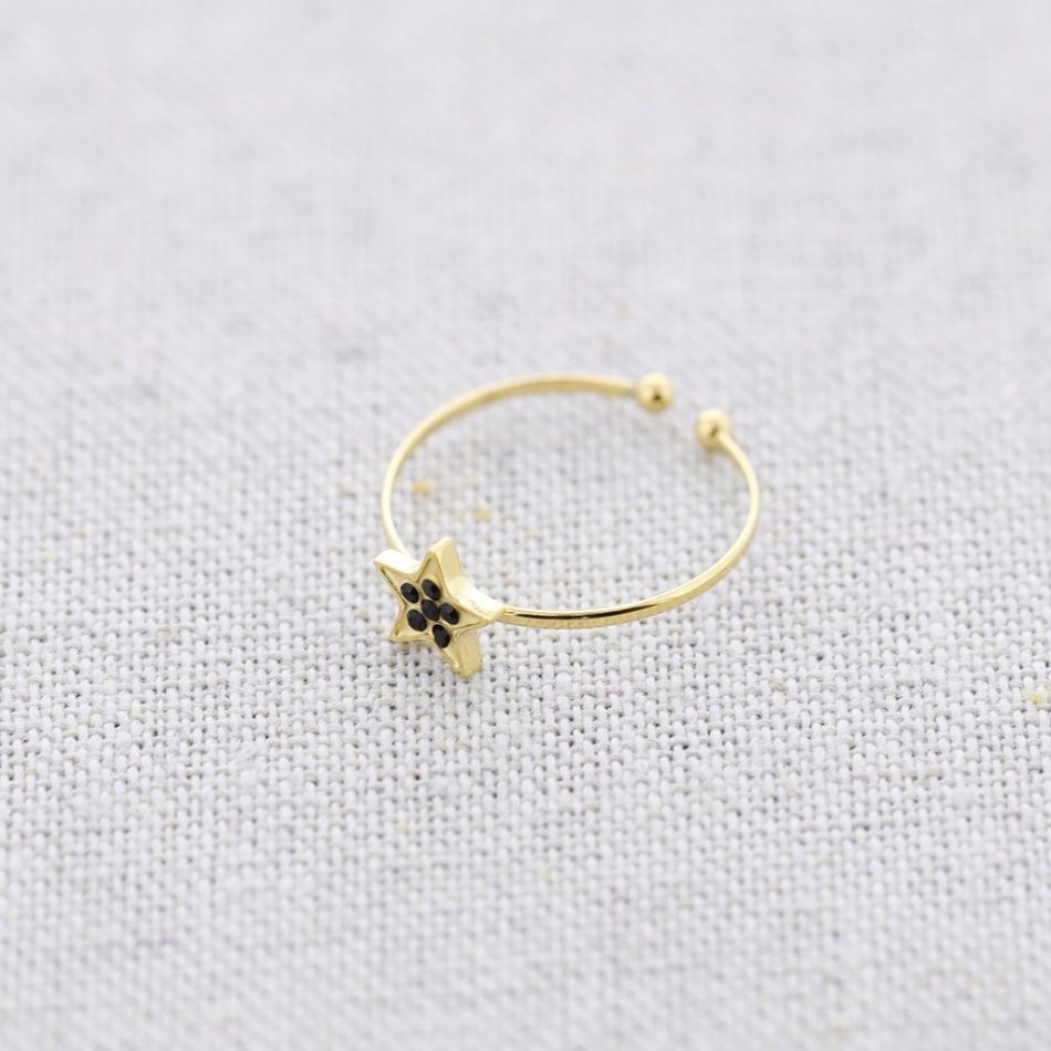 CRYSTAL STAR STEEL RING