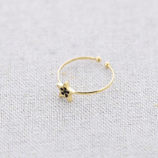 CRYSTAL STAR STEEL RING