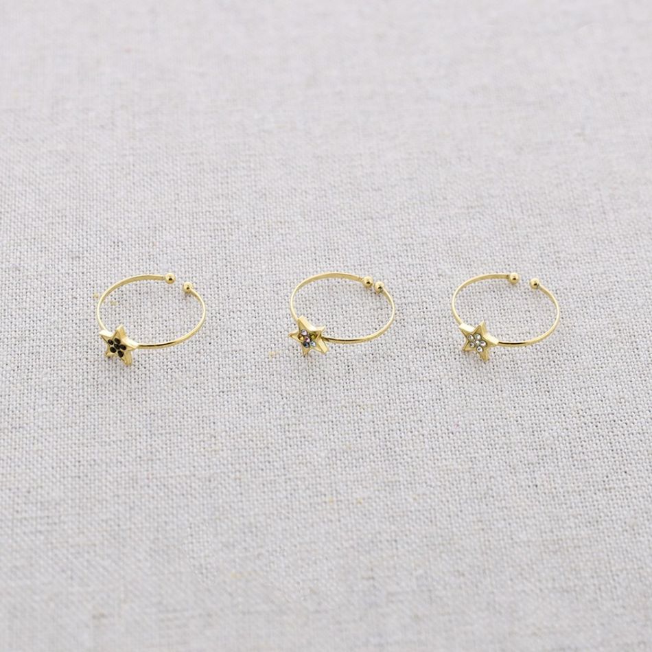 CRYSTAL STAR STEEL RING
