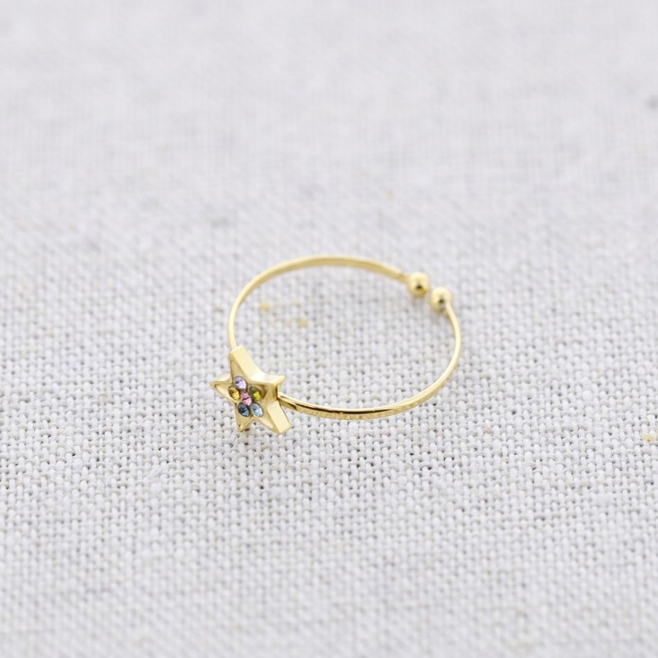 CRYSTAL STAR STEEL RING