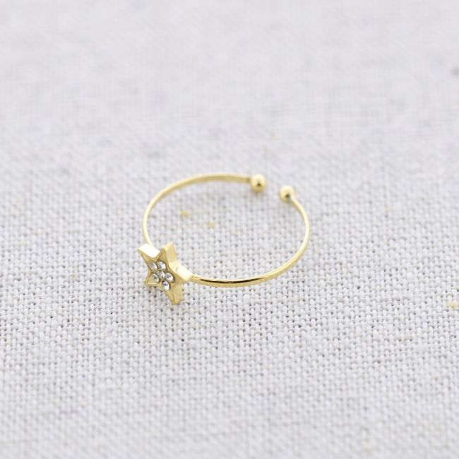 ANILLO ACERO ESTRELLITA CRISTALES