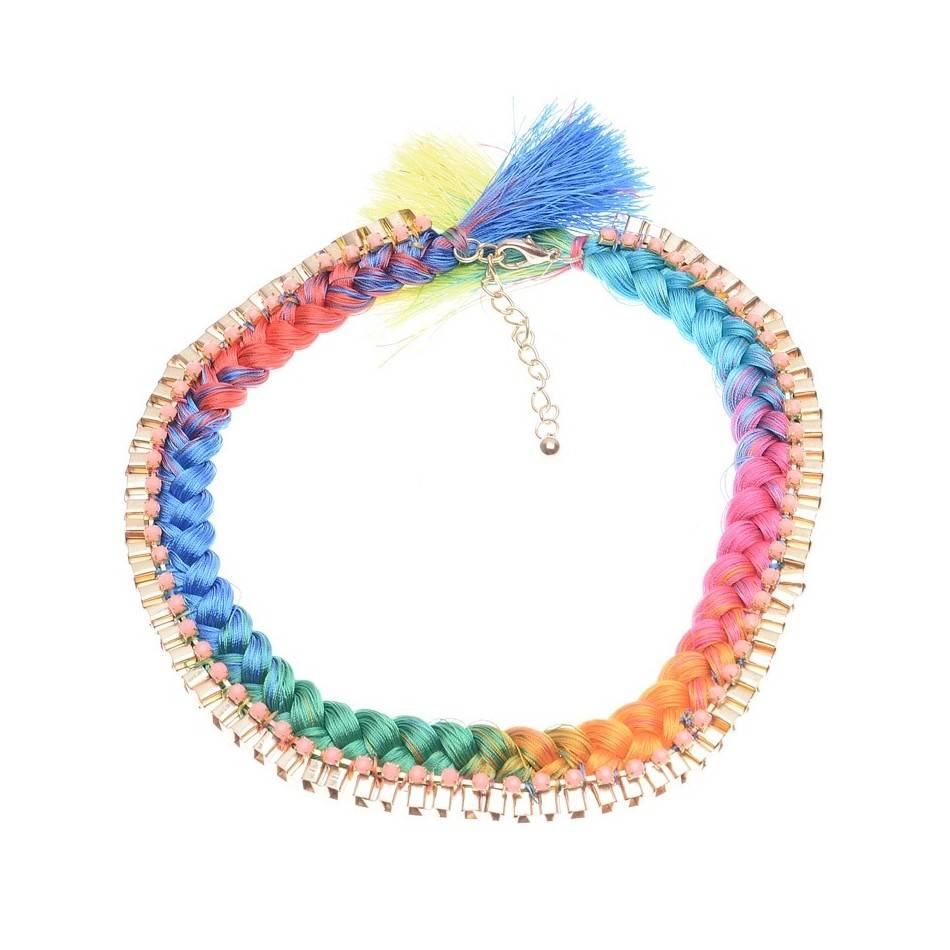BRAIDED THREAD CHAIN SHORT NECKLACE