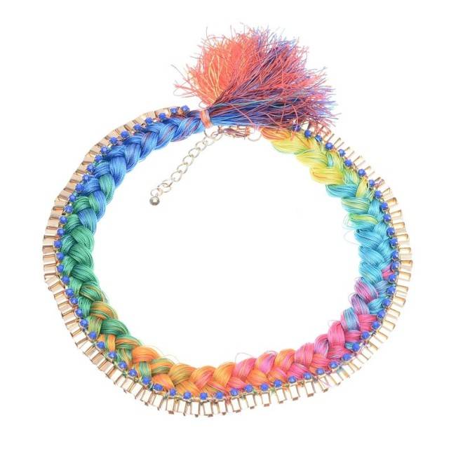 BRAIDED THREAD CHAIN SHORT NECKLACE