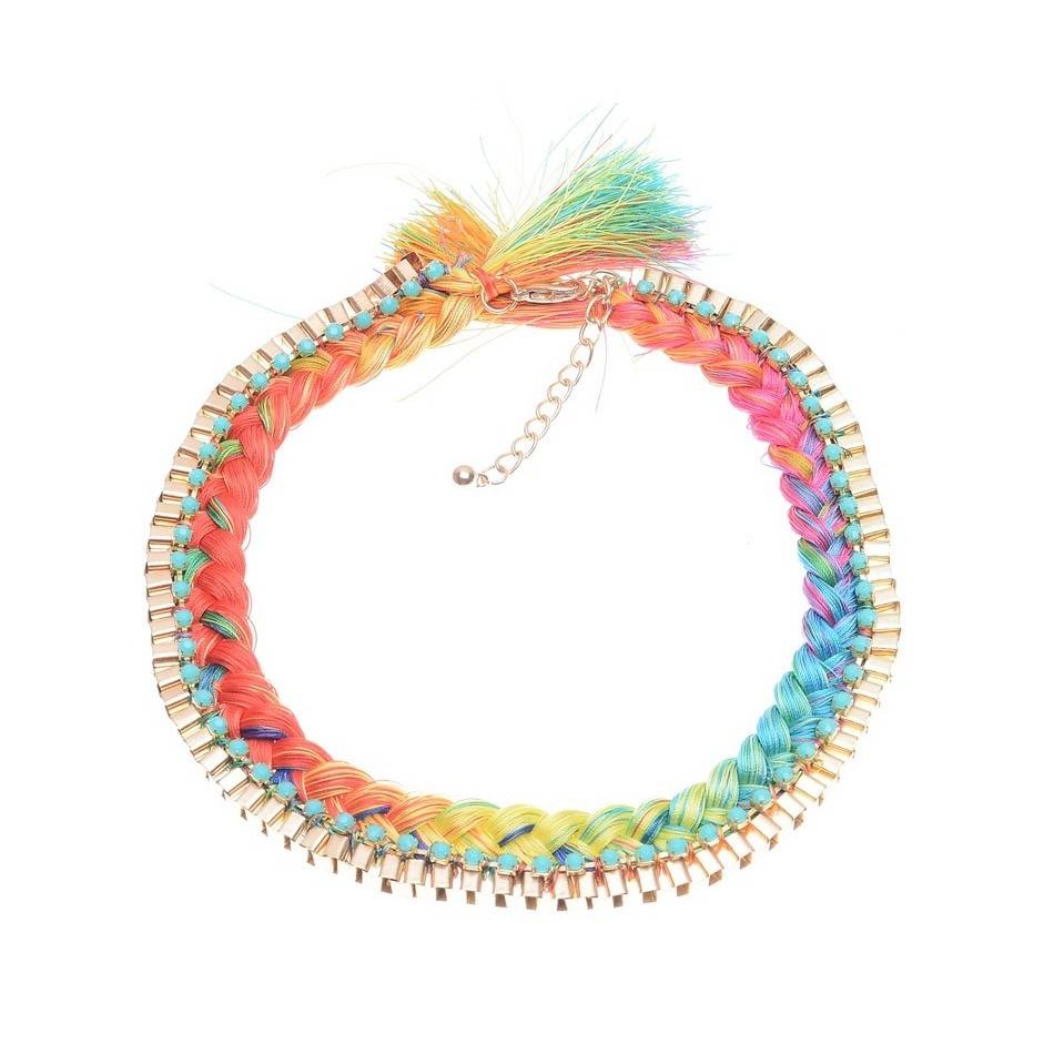 BRAIDED THREAD CHAIN SHORT NECKLACE