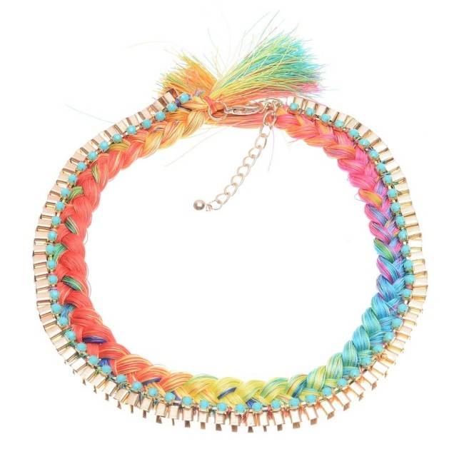 BRAIDED THREAD CHAIN SHORT NECKLACE