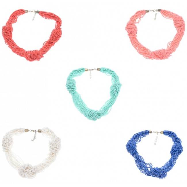 BEADED KNOTS SHORT NECKLACE