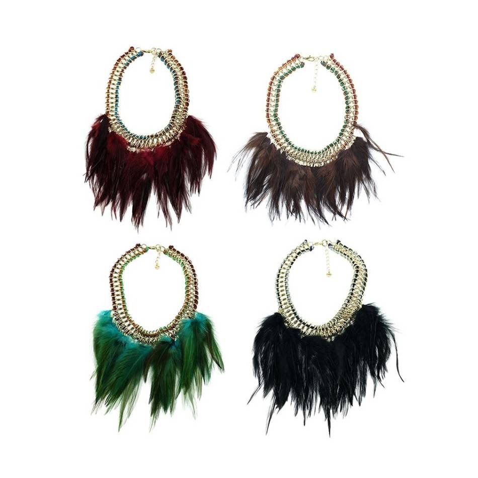 FEATHERS CHAINS SHORT NECKLACE