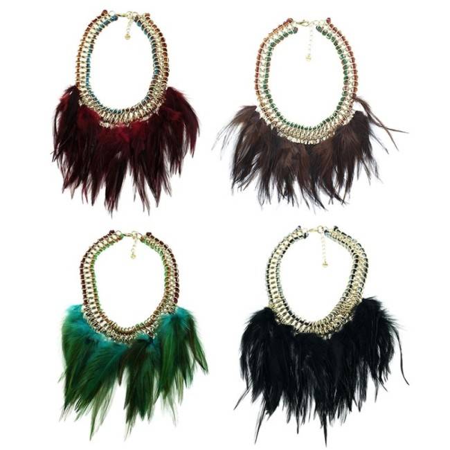 FEATHERS CHAINS SHORT NECKLACE