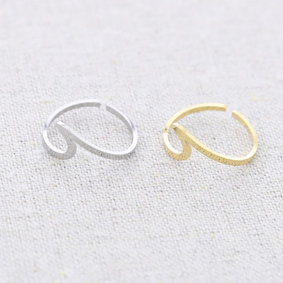 ANILLO ACERO OLA