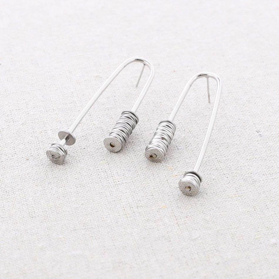 DOUBLE PENDANT STEEL EARRINGS