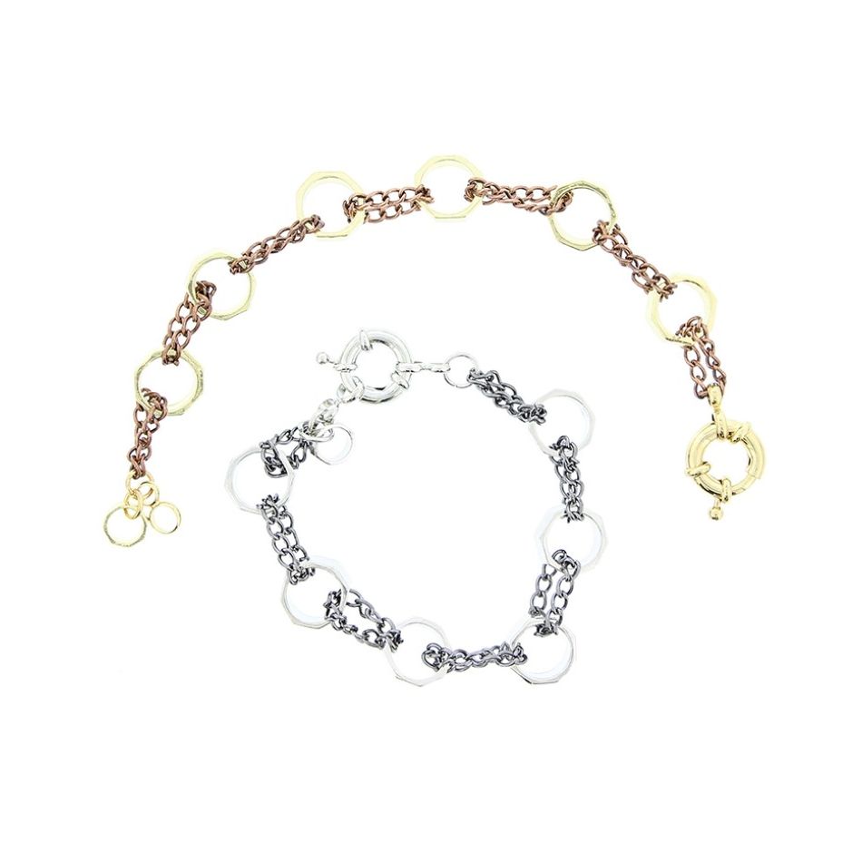 PULSERA CADENAS CUENTAS METAL
