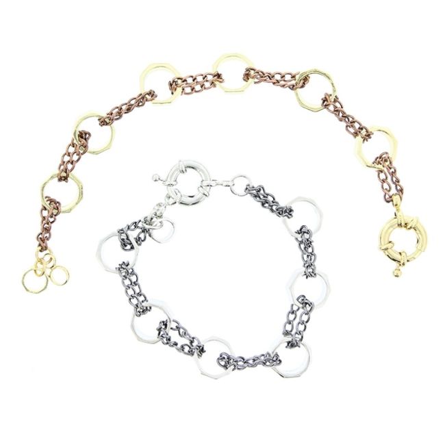 PULSERA CADENAS CUENTAS METAL