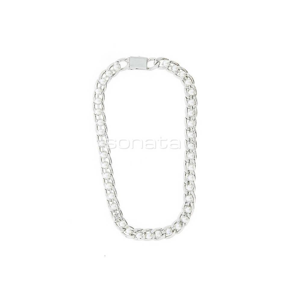CHAIN SHORT NECKLACE WITH EMBEDDED BEADS