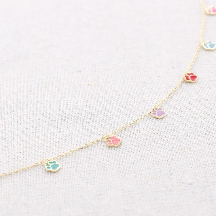 ENAMEL FOOTPRINTS PENDANTS STEEL SHORT NECKLACE
