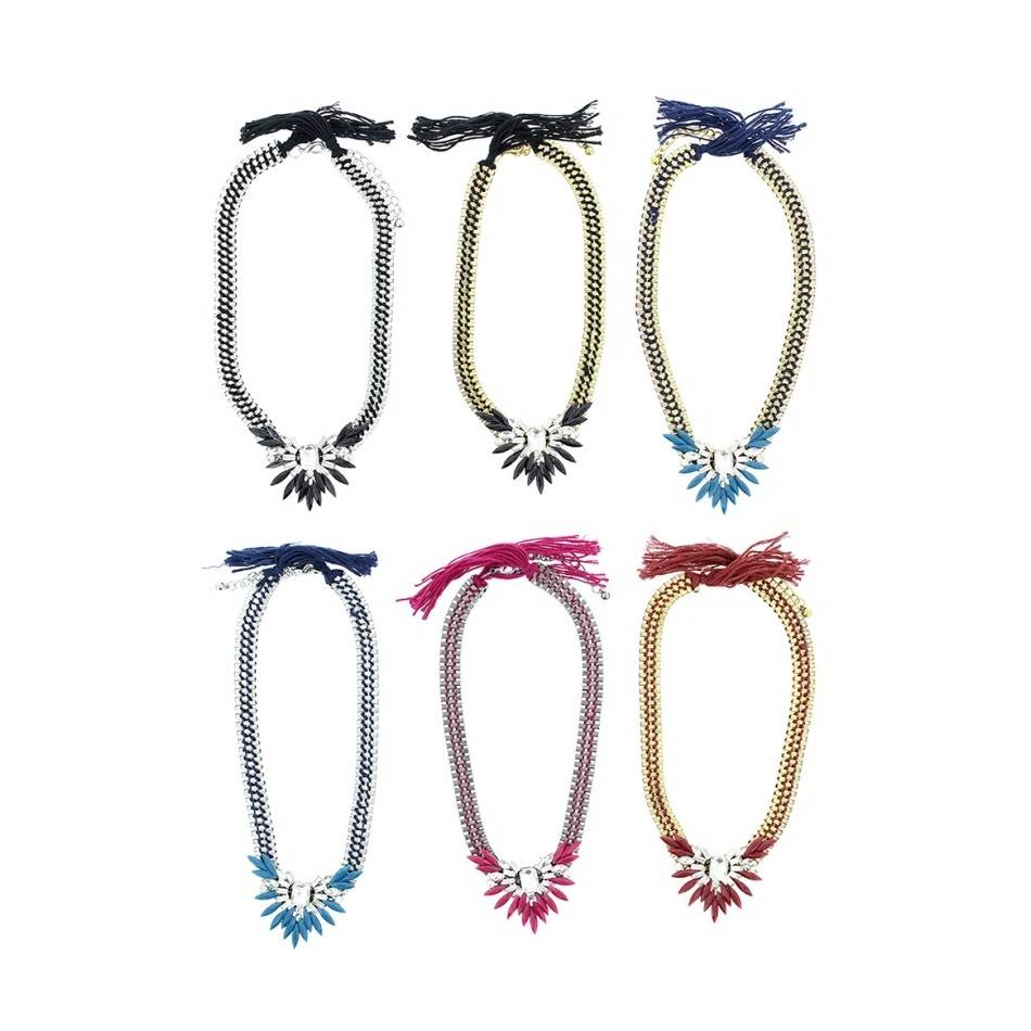 CRYSTAL BRAIDED CHAIN SHORT NECKLACE