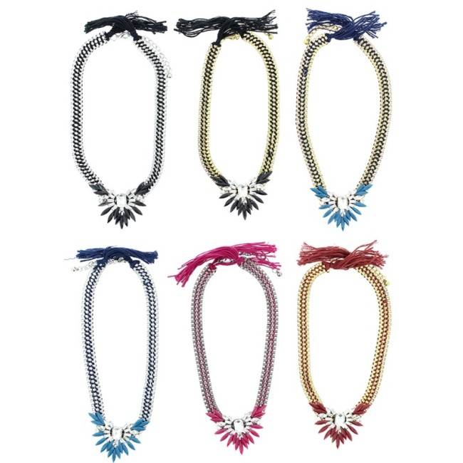 CRYSTAL BRAIDED CHAIN SHORT NECKLACE