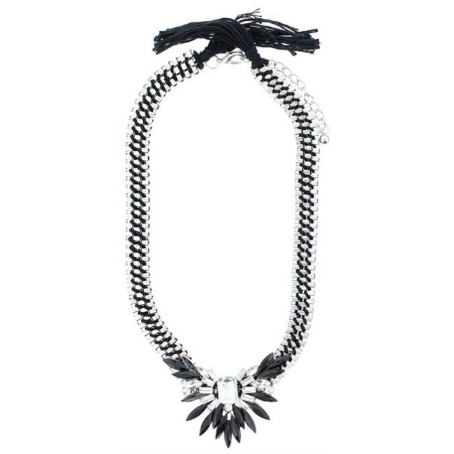 CRYSTAL BRAIDED CHAIN SHORT NECKLACE
