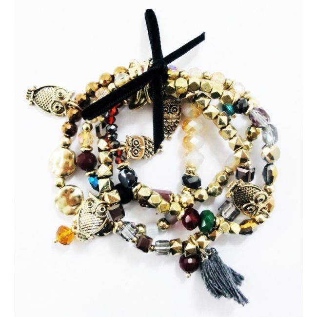 BRACELET 4 STRAPS BEADS