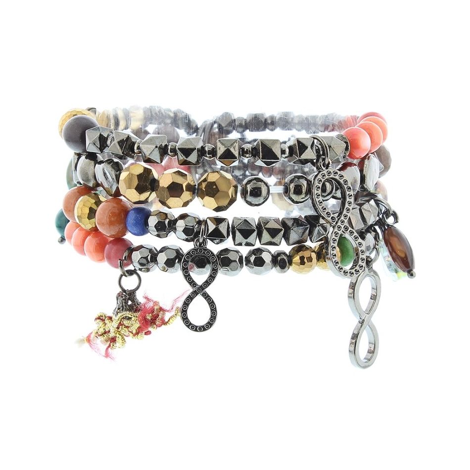 BRACELET 4 STRAPS BEADS