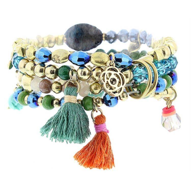 BRACELET 4 STRAPS BEADS